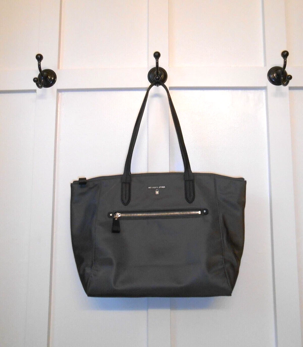 Michael Kors Large Gray Nylon Kelsey Travel Tote Shoulder Bag Purse