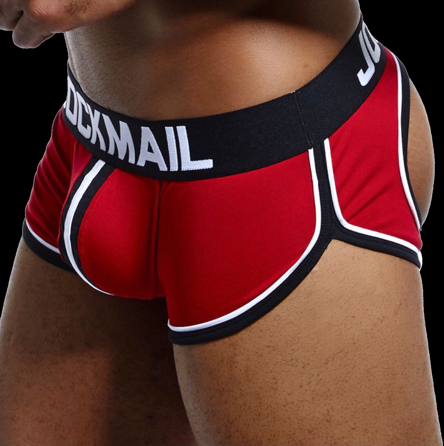 Jockmail Open Arse Micro Shorts- Red