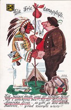 Original Werbe-Karte Reisen der Hamburg-Amerika Linie HAPAG, Die Friedenspfeife