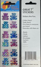 12 packages of Prismatic Teddy Bear Stickers, "Great 7" Sticker designs, PPZ6111