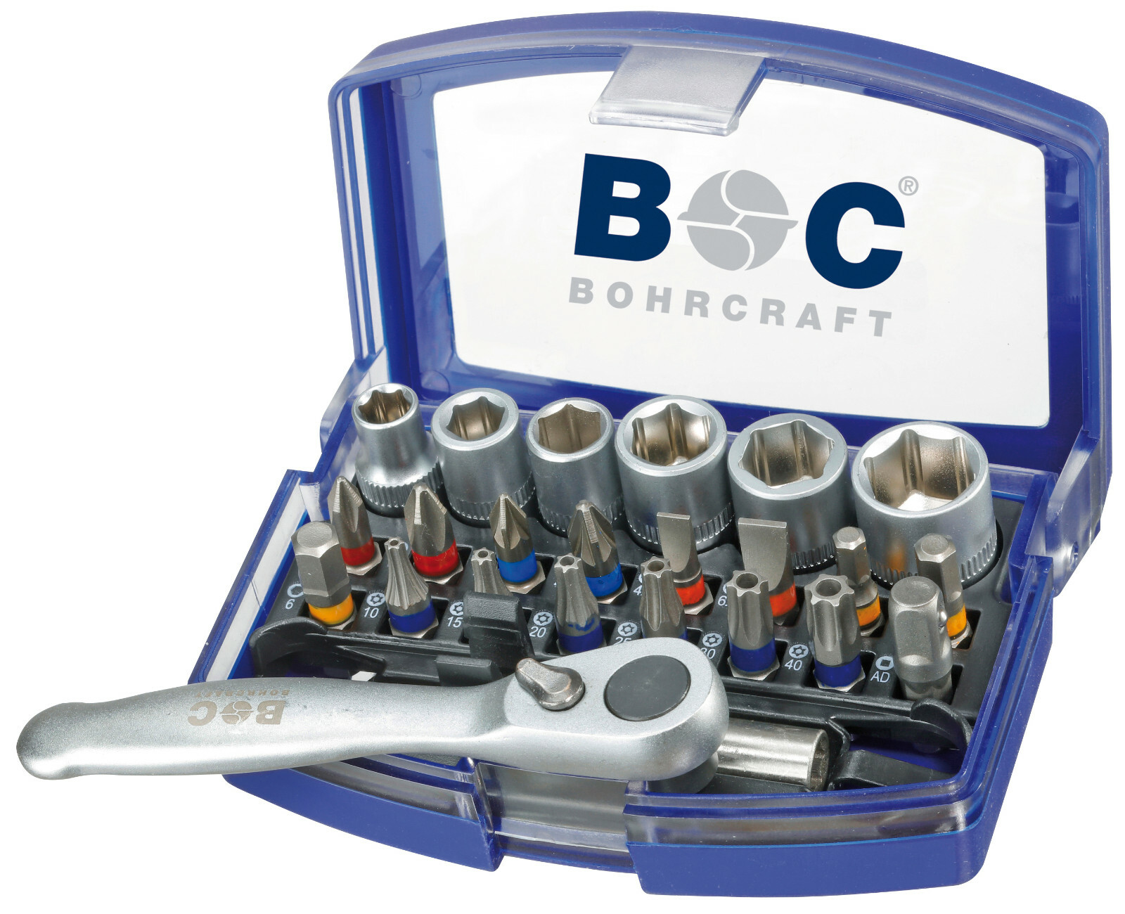 Coffret 24 pièces douilles et embouts 1/4 BOHRCRAFT PB24 en acier chrome-vanadium