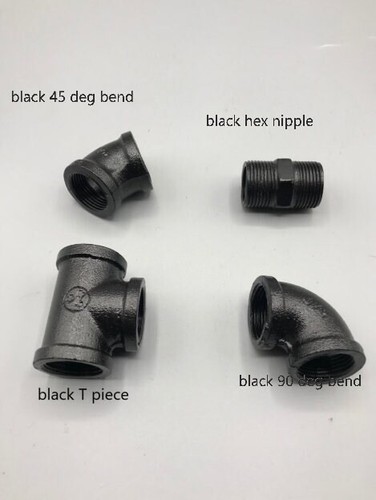 1/2" BSP MALLEABLE iron pipe and pipe fittings GREY AND BLACK , STEAM PUNK, - Picture 18 of 47