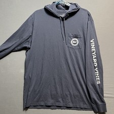 Vineyard Vines Hoodie Mens L Lightweight Navy Whale Logo Cotton Long Sleeve