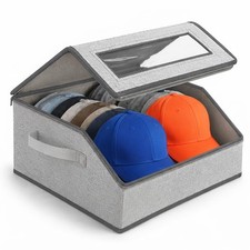 Hat Organizer for Baseball Caps, Hat Storage Box with Clear Top Window