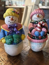Beautiful Christmas Snowman Decor With Colorful Sweaters, Hat And Mittens