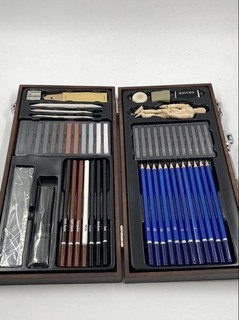 Multicolor 55 Piece Pencil Stick Stump Miniature Eraser Drawing Set With Case