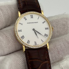 Vintage Audemars Piguet Extra Flat 14273 31mm 18k Gold Factory Diamond Bezel 2