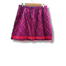 Matilda Jane Tinsley Skirt Women's Medium Pink Purple Plaid Holiday Velvet Trim