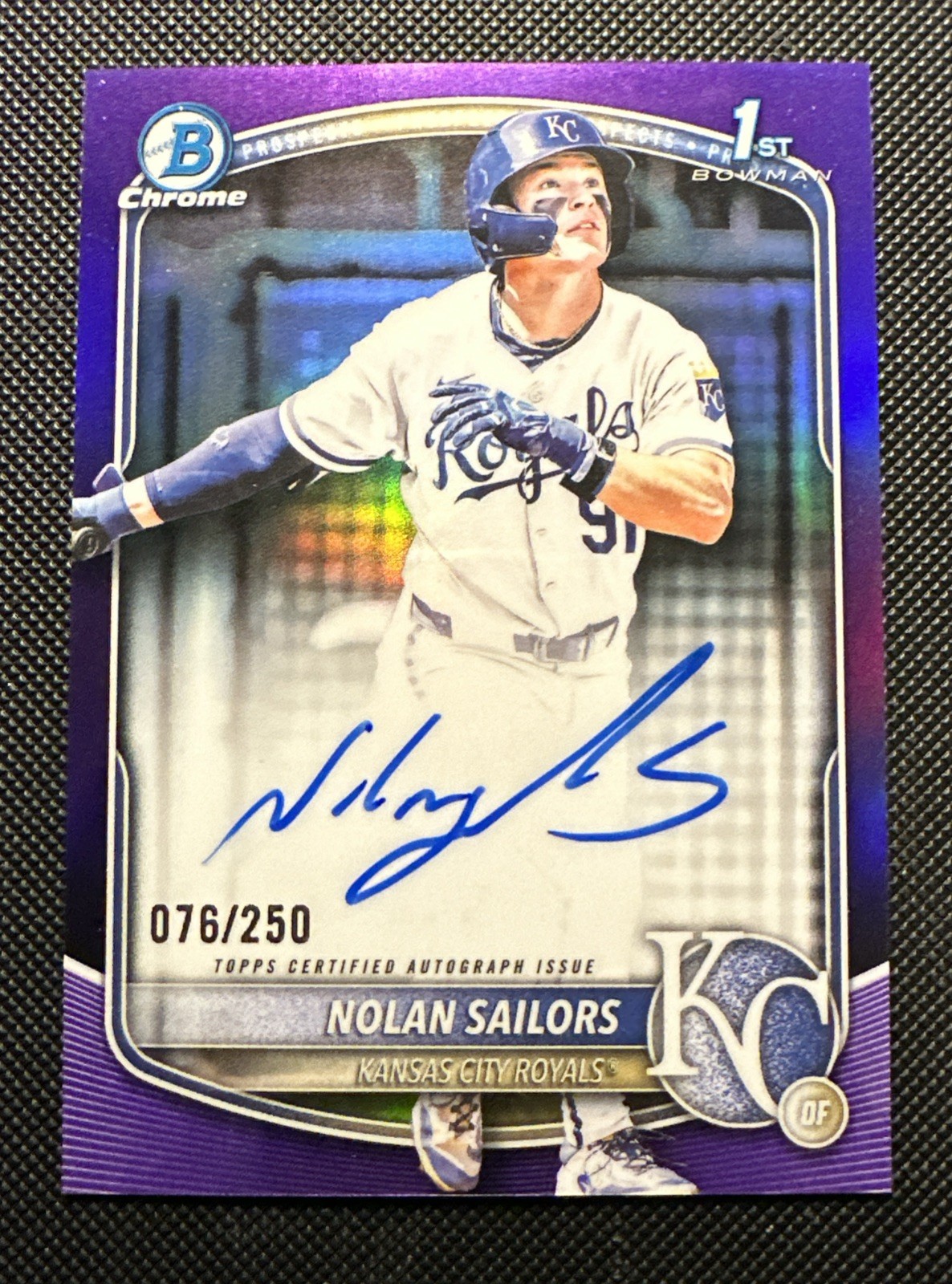 2025 Bowman Draft 1st Chrome PURPLE REFRACTOR AUTO/250 Nolan Sailors Royals