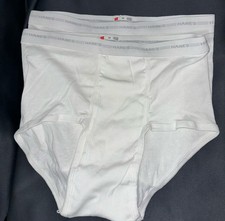 New Vintage Hanes 100 Cotton Briefs White 3 Grey stripe Waistband Size 38 2 