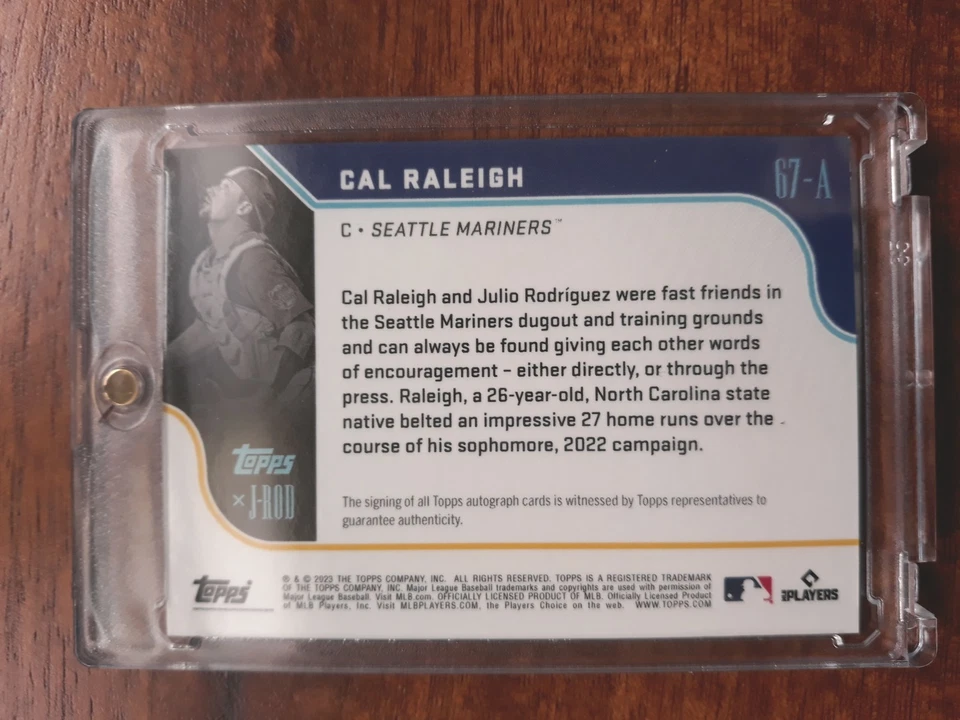 2023 TOPPS X J-ROD CAL RALEIGH AUTOGRAPH #67 A!!! - Image 4 of 4