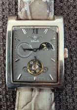Armbanduhr Minoir Automatik Uhr Lederarmband Schlangenoptik grau