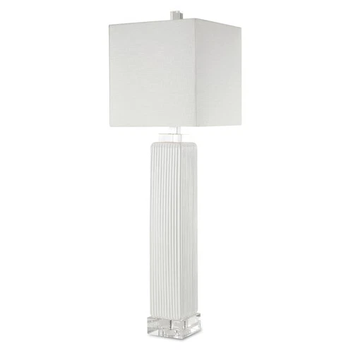 UTTERMOST 28348-1 BENNETT SQUARE RIBBED GLOSS WHITE CERAMIC BUFFET LAMP - Picture 1 of 6