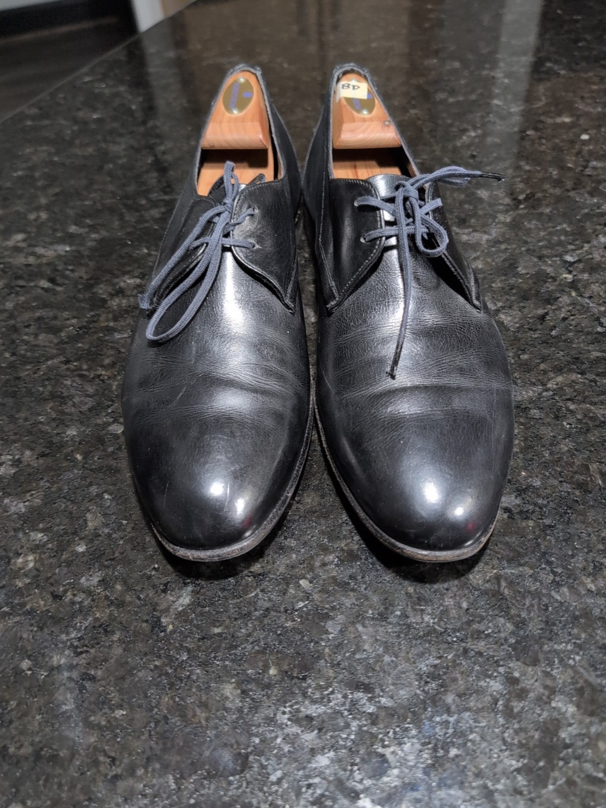 SAOLA Scarpe Oxford Derby BALLY nere in pelle calligan stringate 7 eleganti Scrivas Scribe