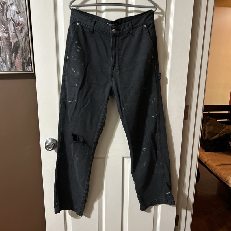 Abercrombie & Fitch Black Size 31x32 Light Weight Baggy Distressed Jean 