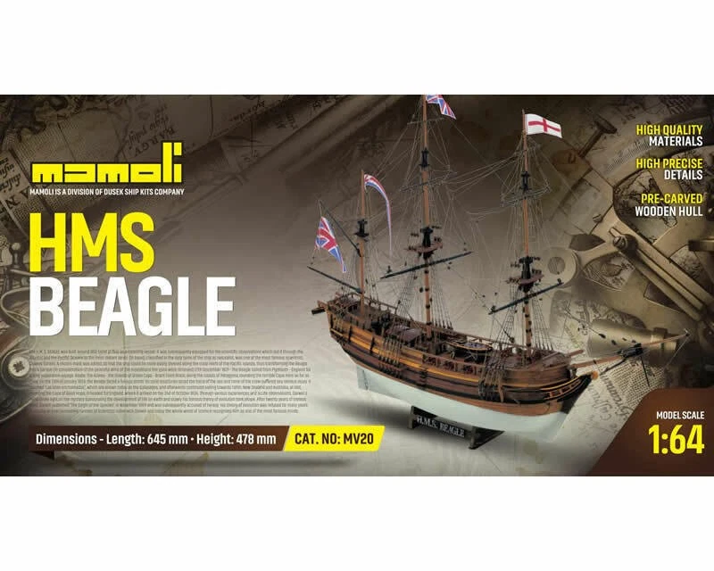 Mamoli MV20 H.M.S. Beagle 1:64 Kit da costruire in legno e metallo - Immagine 2 di 3