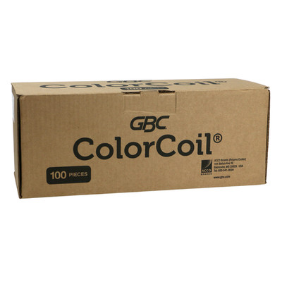 GBC Color Coil Binding Spines, 14mm, 110 Sheet Capacity, 100 Pack, Black