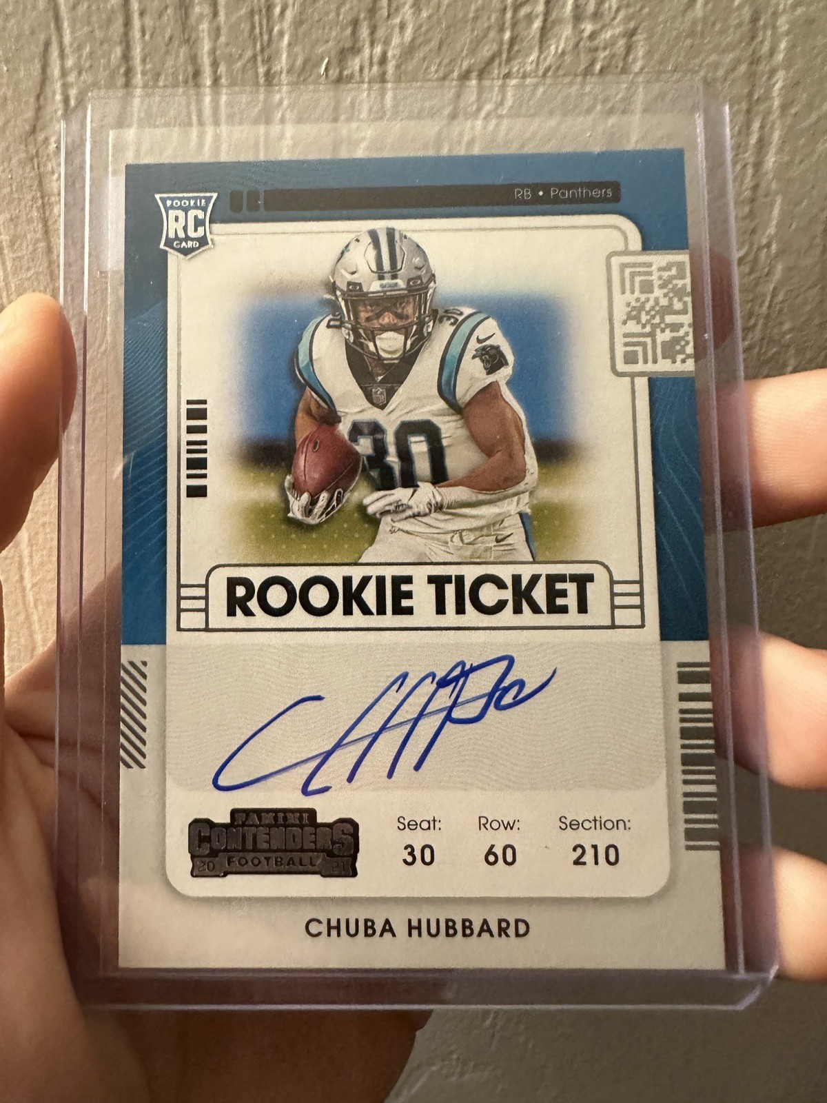 2021 Contenders Rookie Ticket #134 Chuba Hubbard RC Rookie Auto Panthers