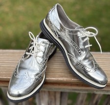 Cole Haan Women  s Dress Wingtip Silver Lunargrand Oxford Size 9