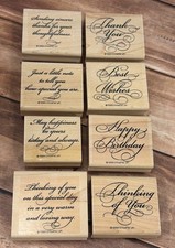 STAMPIN' UP!  ELEGANT GREETINGS WOOD MOUNTED RUBBER STAMP SET OF 8