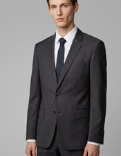GUC Boss Hugo Boss Virgin Wool Blazer Gray Sz 50 Jam75 Sharp3 Sport Coat Jacket