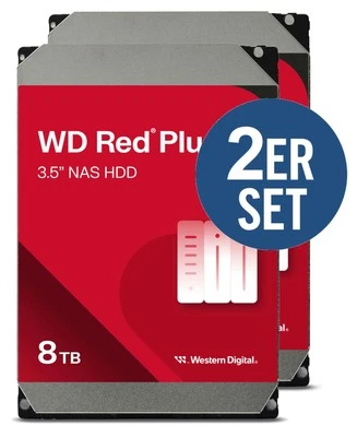 WESTERN DIGITAL WD Red Plus 2er Set WD80EFPX - 8 TB 5640 rpm 256 MB 3,5 Zoll SATA 6 Gbit/s CMR