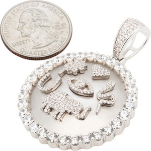 Authentic 14k Yellow/White Gold Plated AAA Cubic Zirconia Egyptian Accent Symbols Pendant