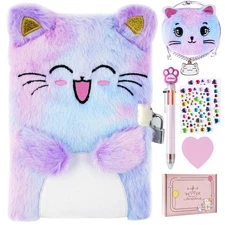 PJDRLLC Cat Diary with Lock, Gift for 6 7 8 Year Old Girl, Secret Diary Journ...