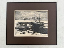 George Beline (1887 - 1971) Hudson In Winter Signed Lithograph 