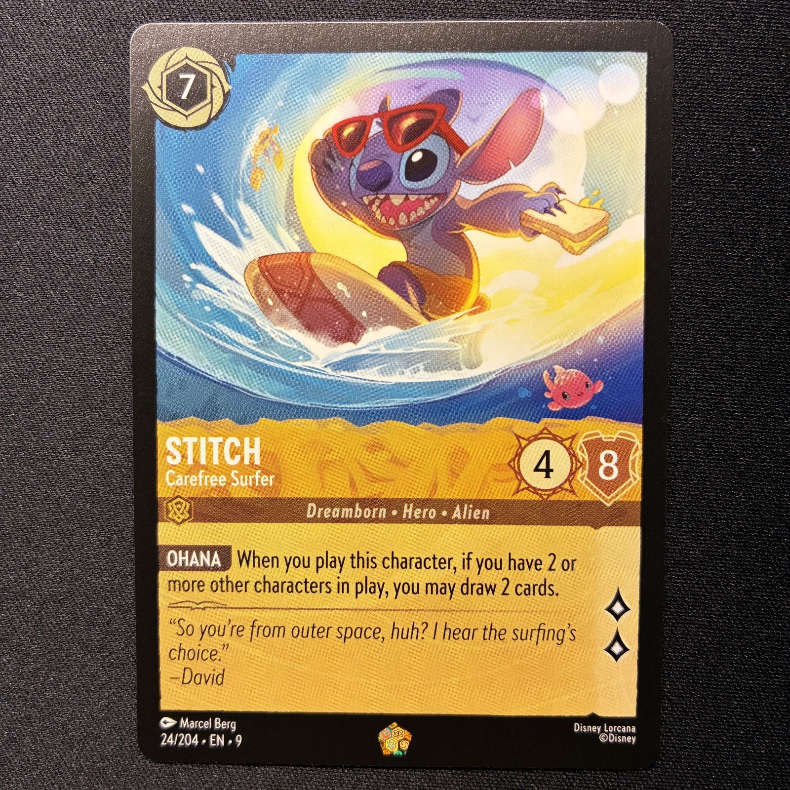 Stitch - Carefree Surfer 21/204 Lorcana The First Chapter Cold Foil NM