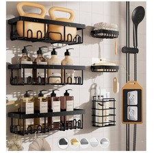 Stainless Steel Shower Caddy 6-Pack, No Drilling Rustproof, Waterproof Adhesiv