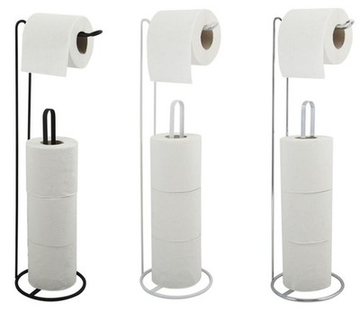 MSV WC Toilettenpapierhalter Stehend Papierrollenhalter Ersatzrollenhalter 2in1