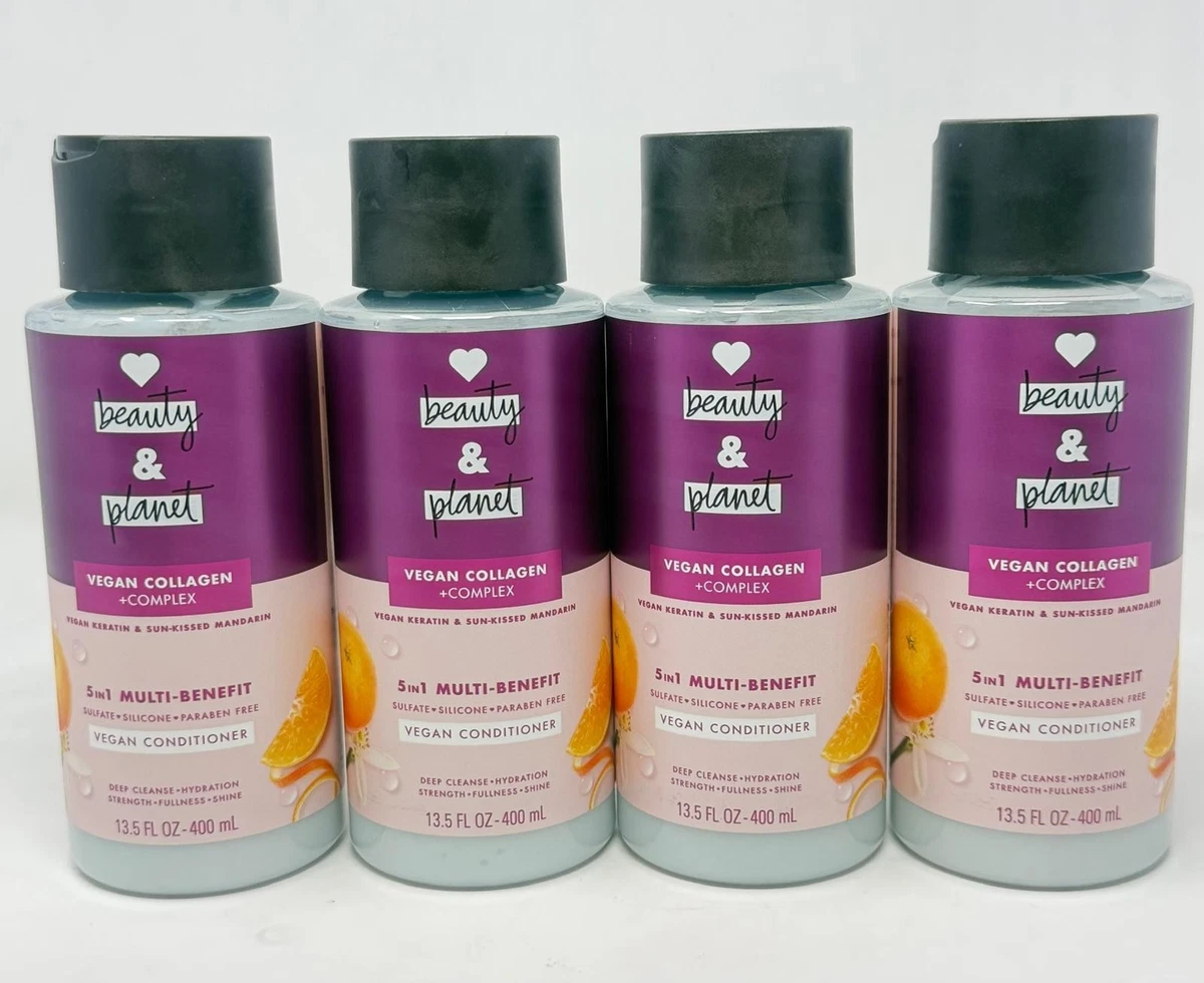 4x Love Beauty & Planet Conditioner, Vegan Keratin & Sun-Kissed Mandarin, 13.5oz