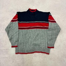 Vintage Knitted Jumper patterned grandad knit sweater Men's XL