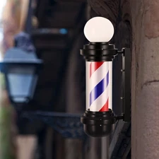 25.6"Barber Pole Rotating Light LED Stripe Barber Shop Hair Salon Open Sign Lamp
