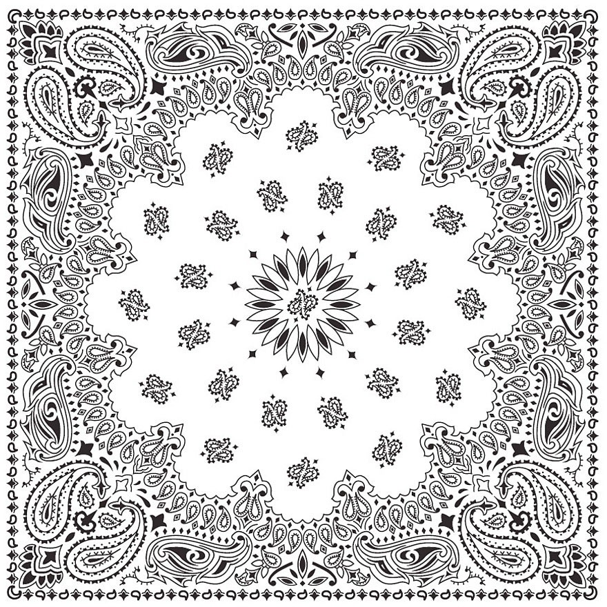 Банданы с узором пейсли Carolina Manufacture USA - Белые, 22 x 22, в упаковке 12 штук, Сделано в США