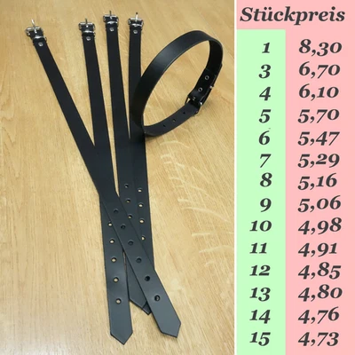 MARKENLOS 1-15 Stück Lederriemen mit Schnalle 49cm x 2cm Leder Riemen Lederband Ledergurt