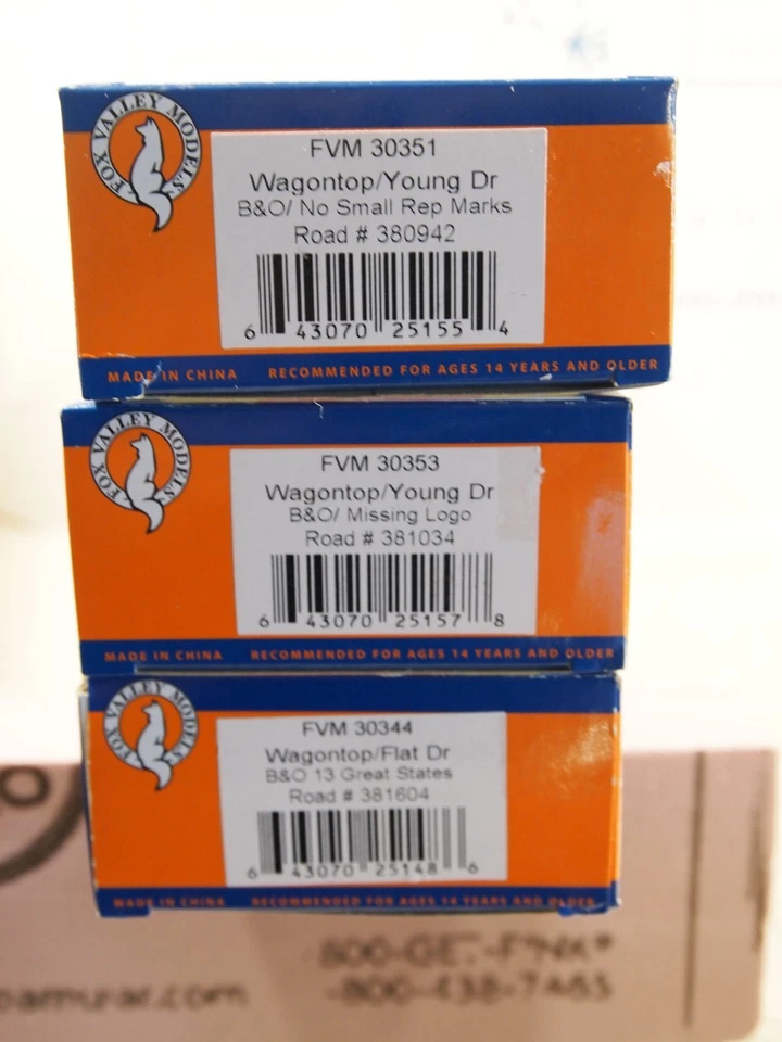 FOX VALLEY MODELS  BALTIMORE & OHIO  WAGON-TOP 40ft.BOX CARS LOT OF 3 DIFFERANT - Image 3 of 3