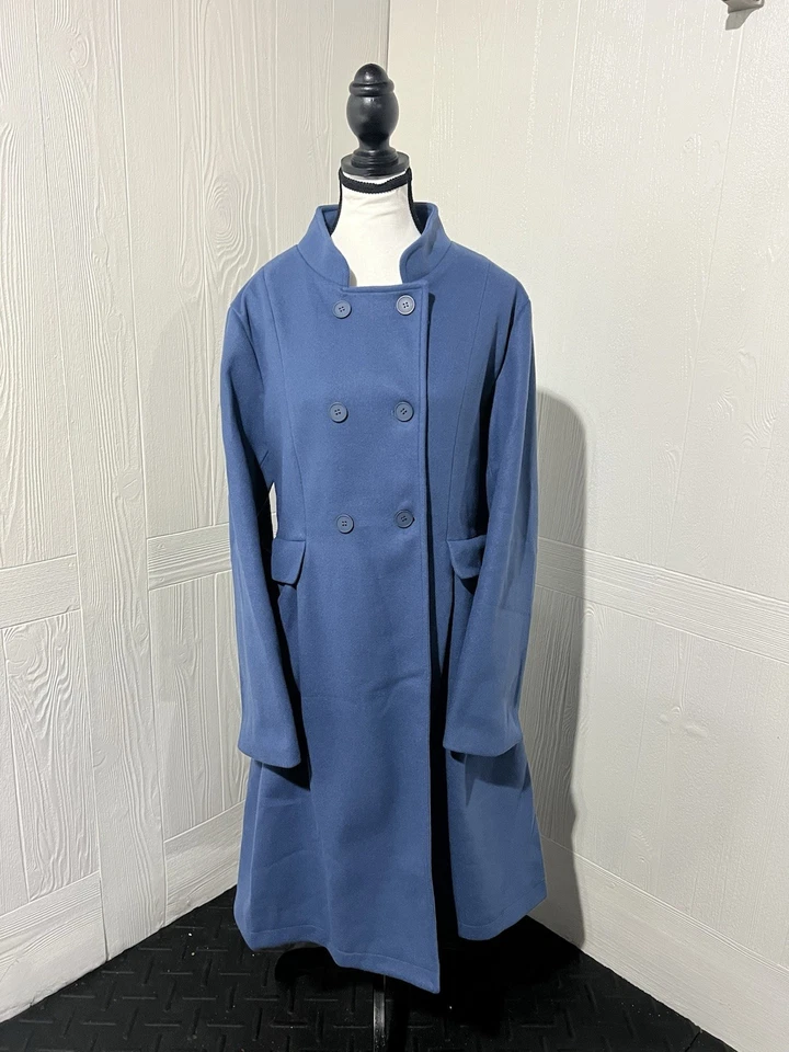 Grace Karin Dress Coat, Size Large, Blue Wool Blend, New with Tags - Image 2 of 4