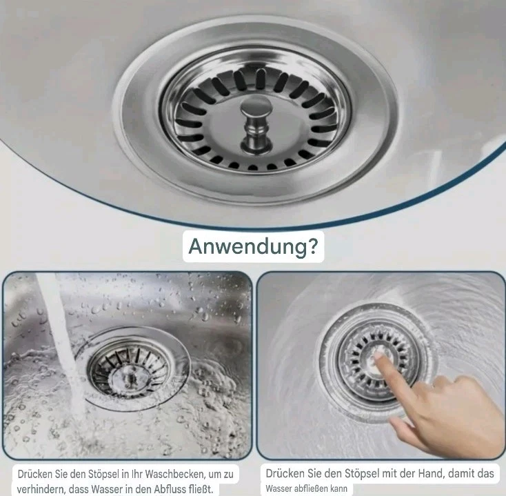 ✅Siebkörbchen für Spüle Siebkorb Spülbecken Abflussventil Sieb Spültisch Stöpsel - Bild 2 von 4