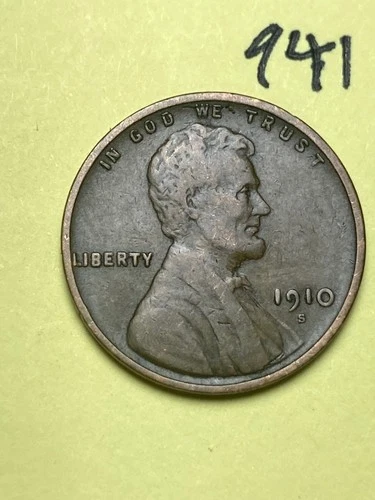 1910-S LINCOLN WHEAT CENT, low mintage date, "Fine" condition #941