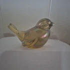 Vintage Fenton Iridescent Gold Carnival Glass Bird Figurine Paperweight