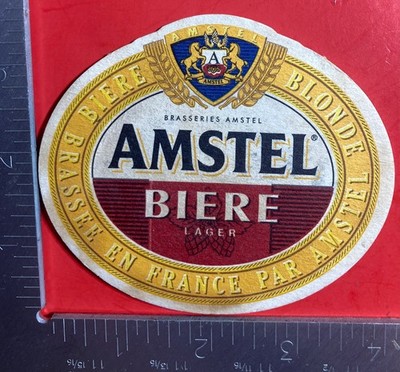 AMSTEL PILSNER BIER. HOLLAND. 3.5 X 4 INCH OVAL COASTER RARE VINTAGE