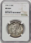 1941-S 50C Walking Liberty Half Dollar NGC MS66+ (777605006)