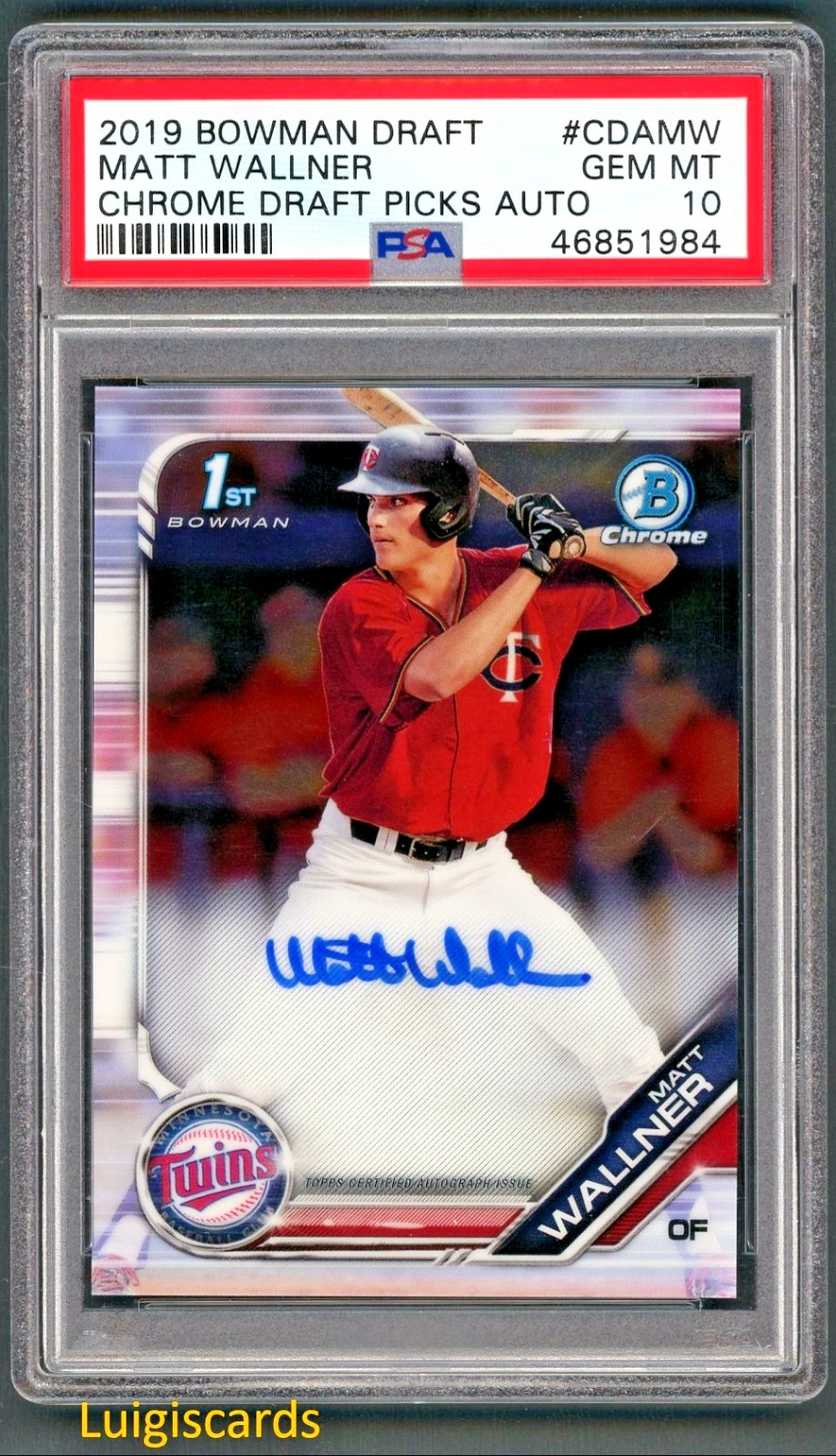 2019 BOWMAN DRAFT CHROME DRAFT PICKS #CDAMW MATT WALLNER PSA 10 GEM MINT AUTO
