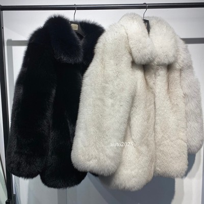 Men's Luxury Full Pelt Real Fur Coats Winter Thick Genuine Fur Lapel Overcoat