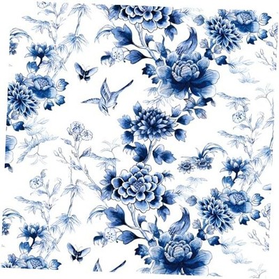  Peel and Stick Wallpaper - Design Self 17.3'' x 78.7'' Blue Flower White