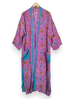 Recycled Crepe Silk Hippie Sari Women Beachwear Elegent Bridesmaid Dressing Robe