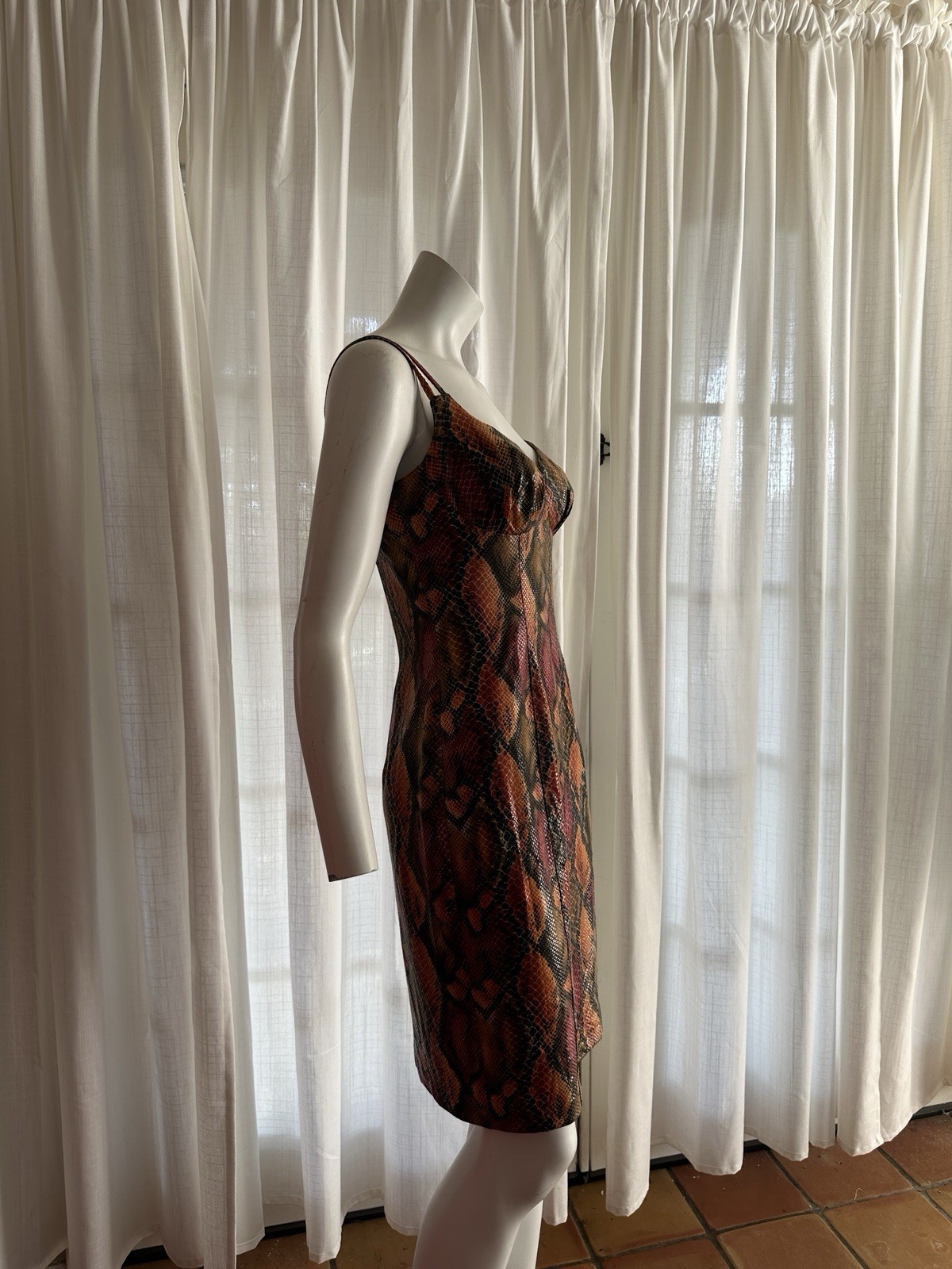 Vintage 90s Snakeskin Python Bodycon Bombshell Dr… - image 3