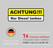 Aufkleber Nur Diesel tanken Schild Warnhinweis Autoaufkleber Waschstrassenfest